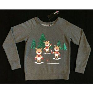 Ransom Girl Rudolf Reindeer Trees Sweatshirt M
